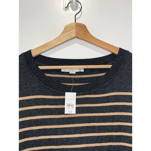 NWT Loft Striped Long Sleeve Cozy Sweater Dress Women's Plus Size 16/18 Stretcy - Picture 3 of 10